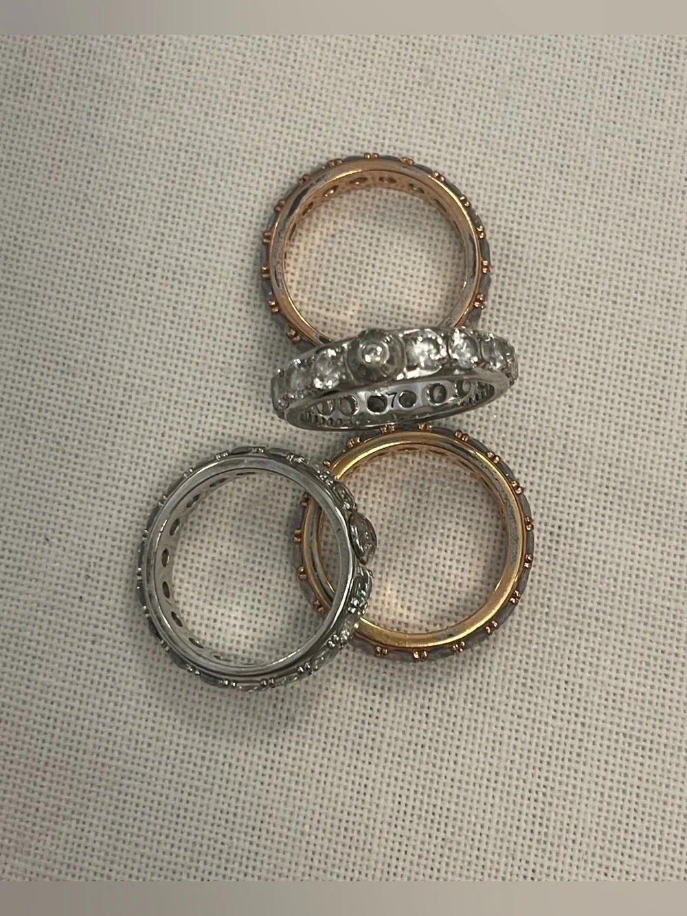 henri bendel Silver Crystal Stacked Band Ring